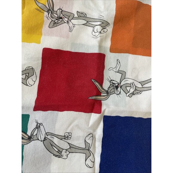 Vintage 1997 Warner Bros Bugs Bunny Twin Flat Sheet 70% Polyester 30% Cotton Mul - Picture 7 of 12